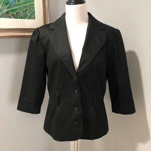Y2K Contemporary Edge Black 3/4 Sleeve Belt Loops Peplum Jacket Blazer Size Med